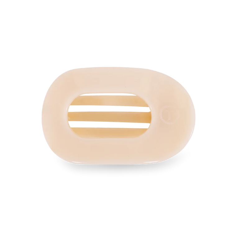 Small Flat Round Clip, Almond Beige