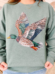 Faux Rhinestone Duck Sweatshirt
