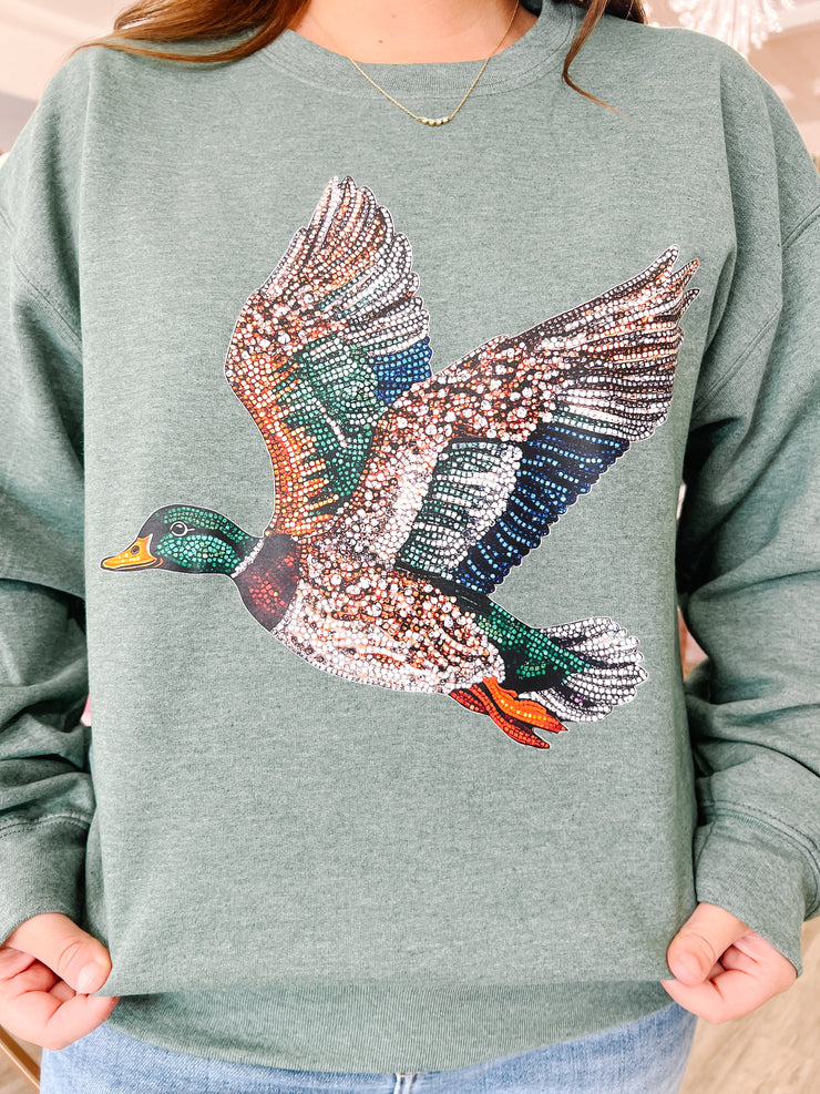 Faux Rhinestone Duck Sweatshirt