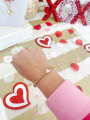 Heart Station Ball Bracelet, Pink