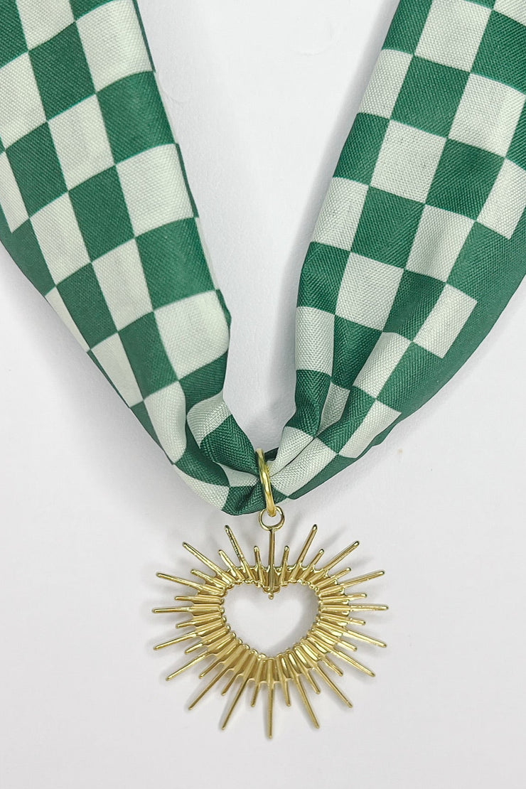 Sunburst Heart Silk Necklace