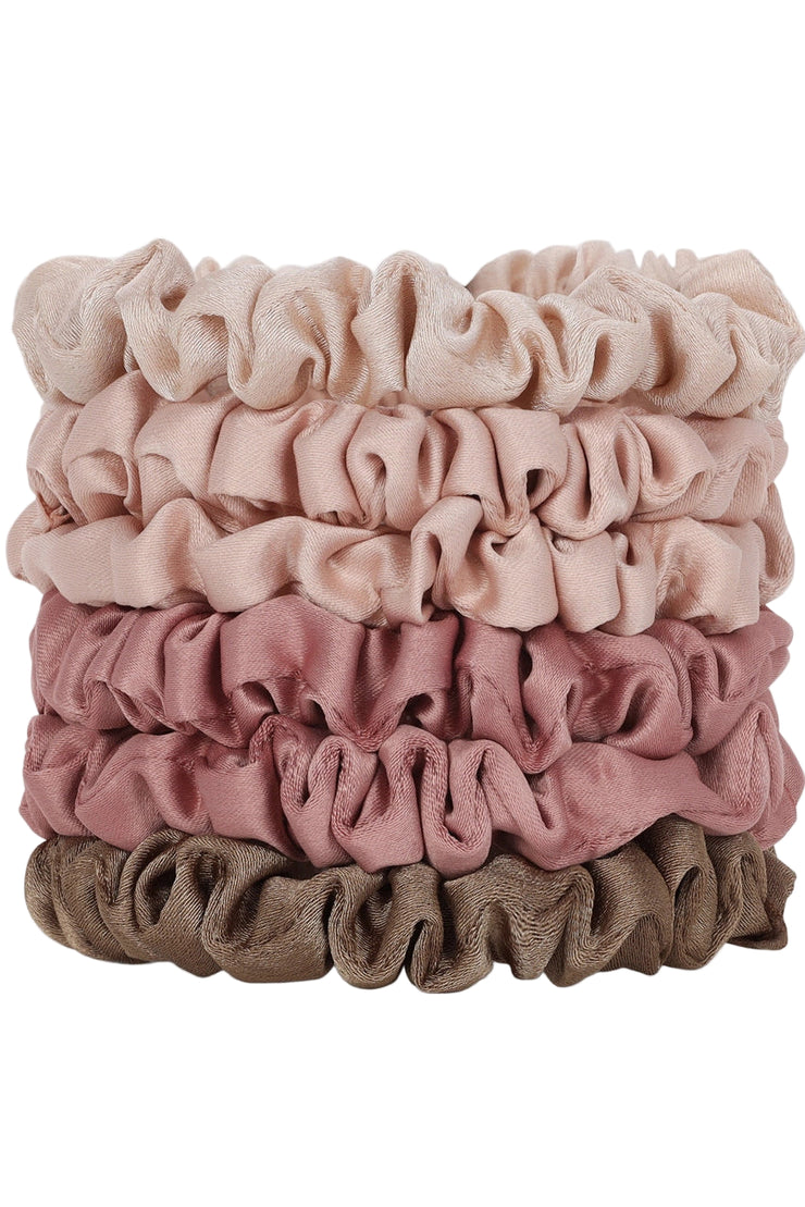 Ultra Petite Satin Scrunchies 6pc - Terracotta