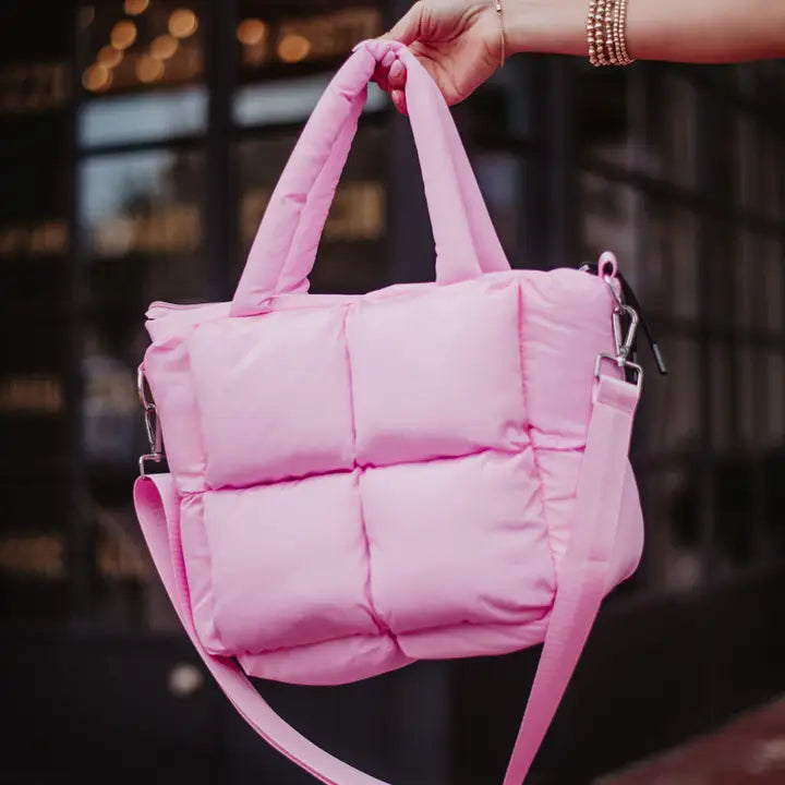 Puffer Tote, Light Pink