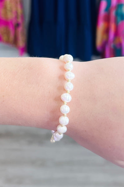 Drawstring Pearl Bracelet, Gold