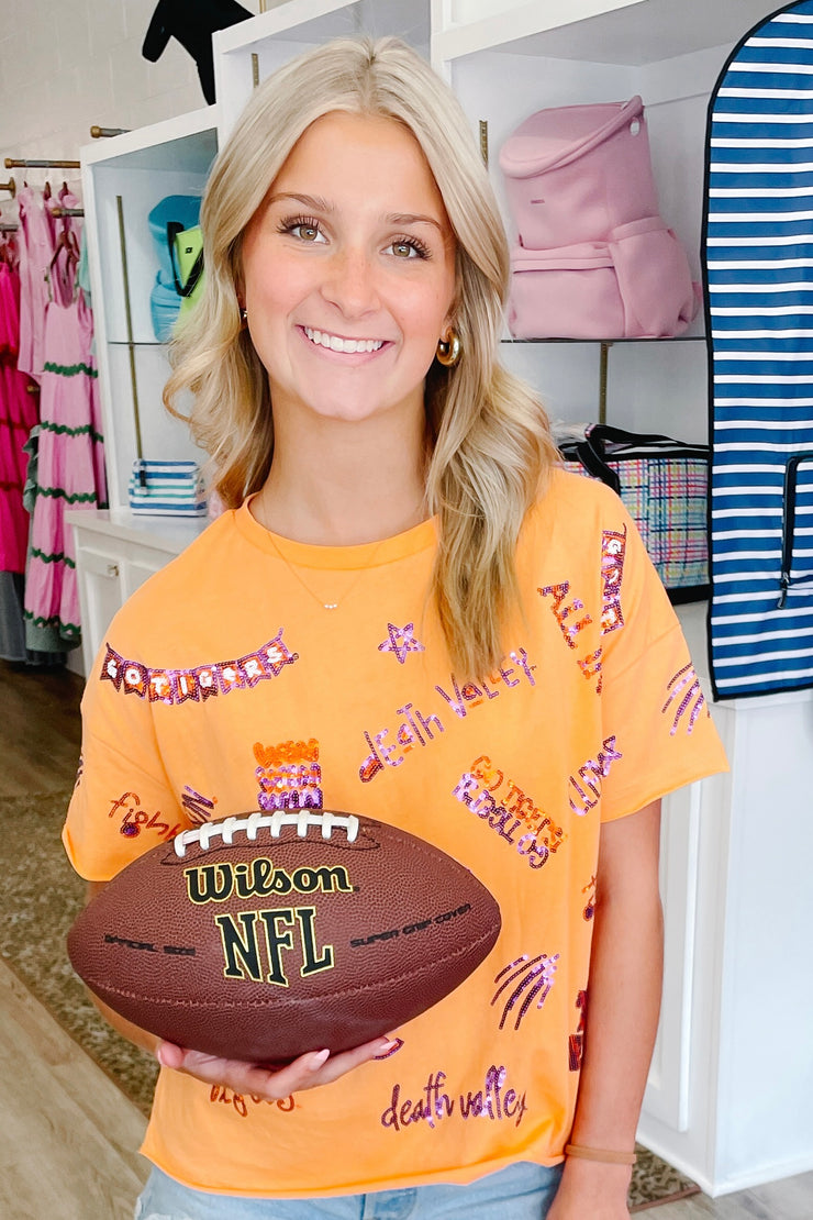 Clemson Sequin Boxy Tee