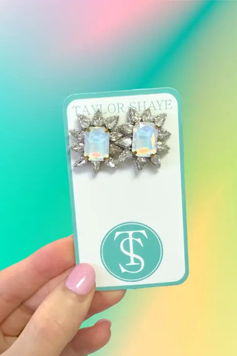 Crystal Spike Studs, Opal