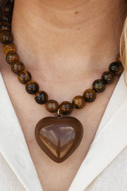 Janel Tiger Eye Necklace, Brown