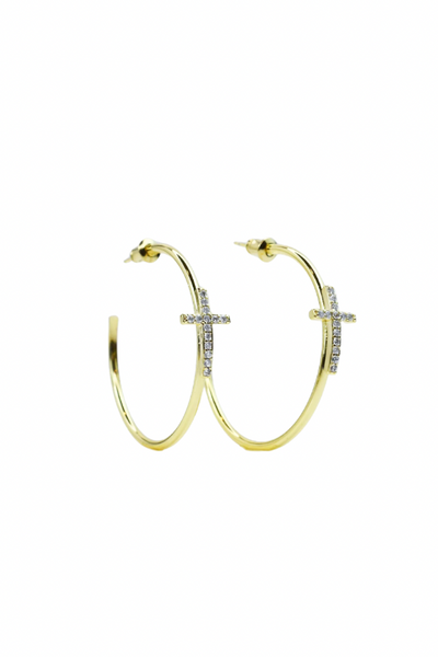Golden Crossed Hoops