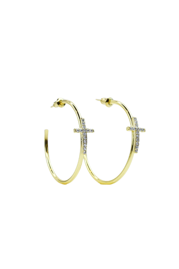Golden Crossed Hoops