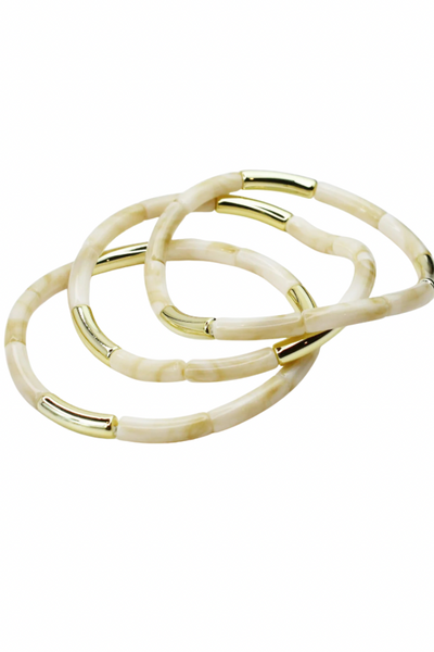 Glam Stretch Bracelet Set, White