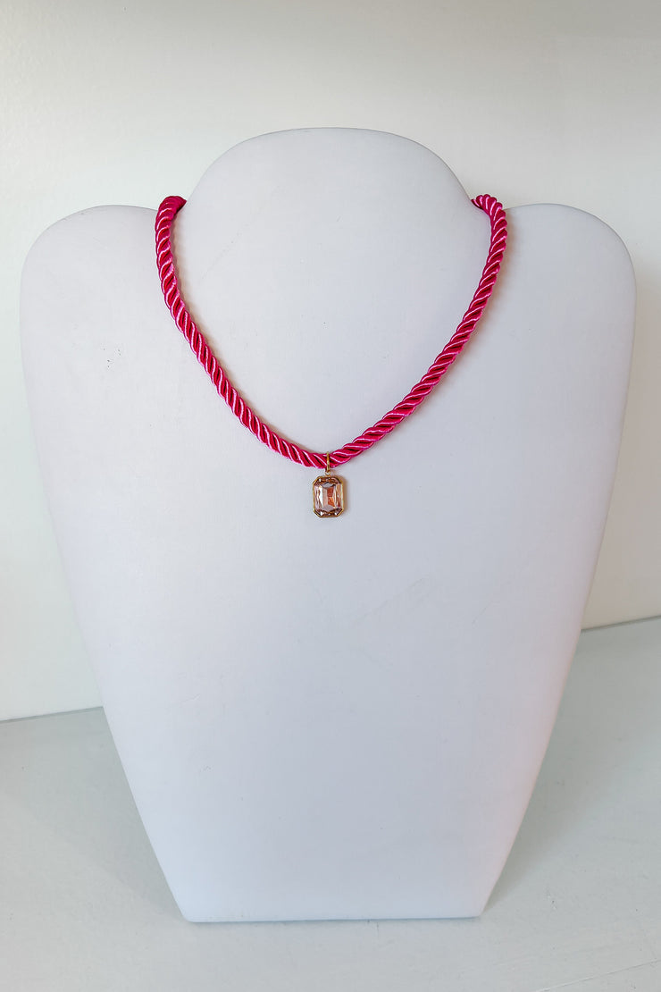 Tailyn Rope Necklace, Hot Pink