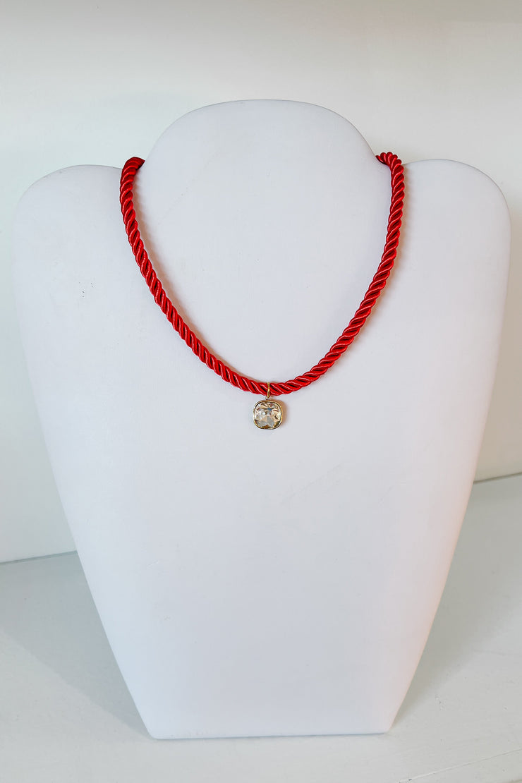 Tailyn Rope Necklace, Red