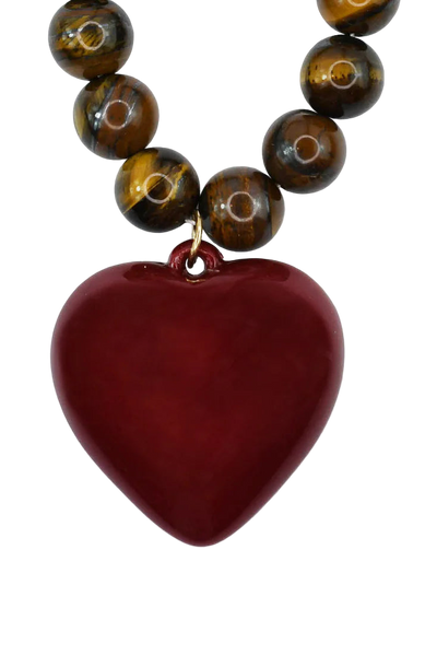 Janel Tiger Eye Necklace, Red