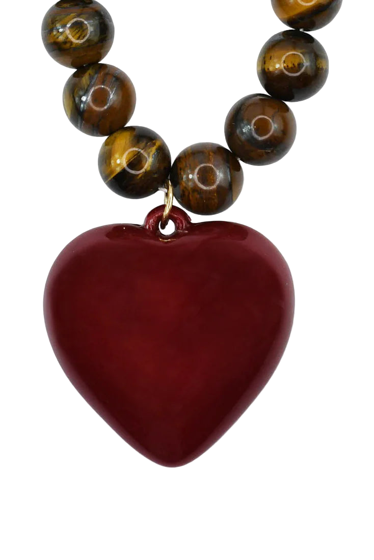 Janel Tiger Eye Necklace, Red