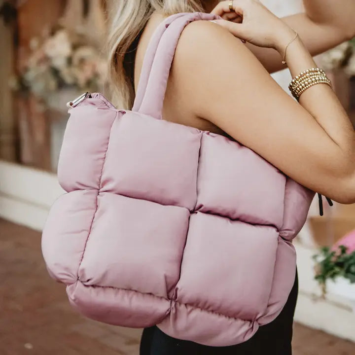 Puffer Tote, Mauve