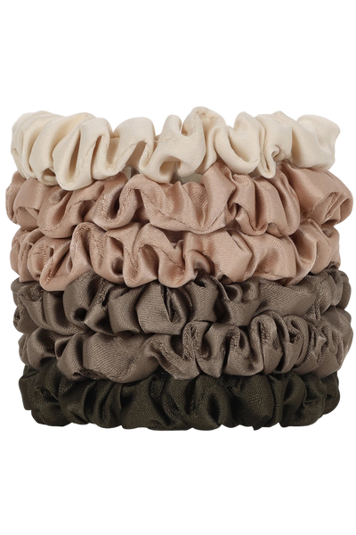 Ultra Petite Satin Scrunchies 6pc - Eucalyptus