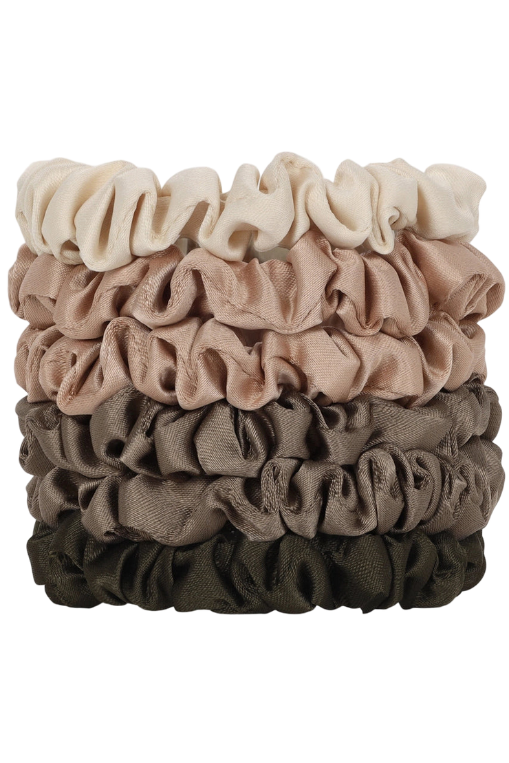Ultra Petite Satin Scrunchies 6pc - Eucalyptus