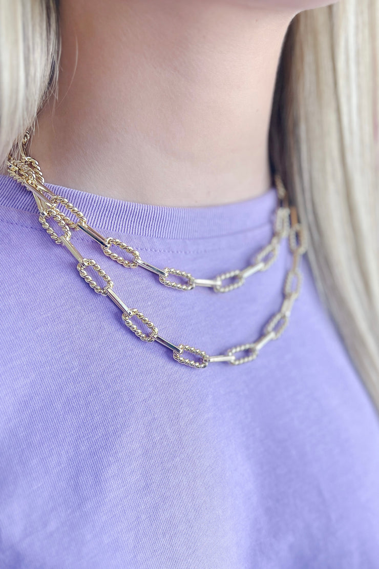 Twisted Paperclip Necklace, Gold