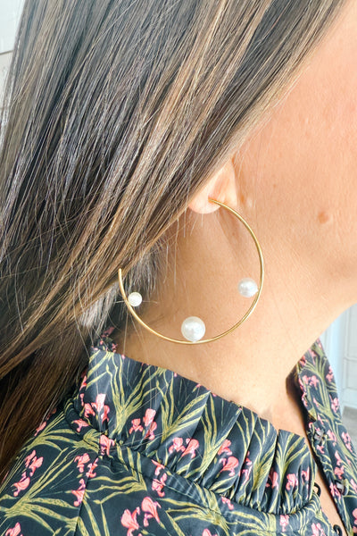 Large Pearl Hoops