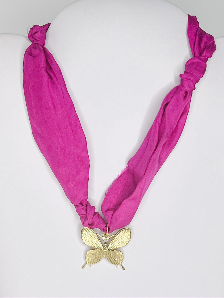 Butterfly Silk Scarf Necklace
