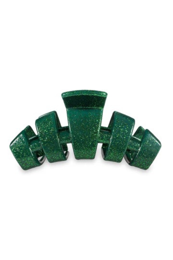 Large Hair Clip, Green Glitter