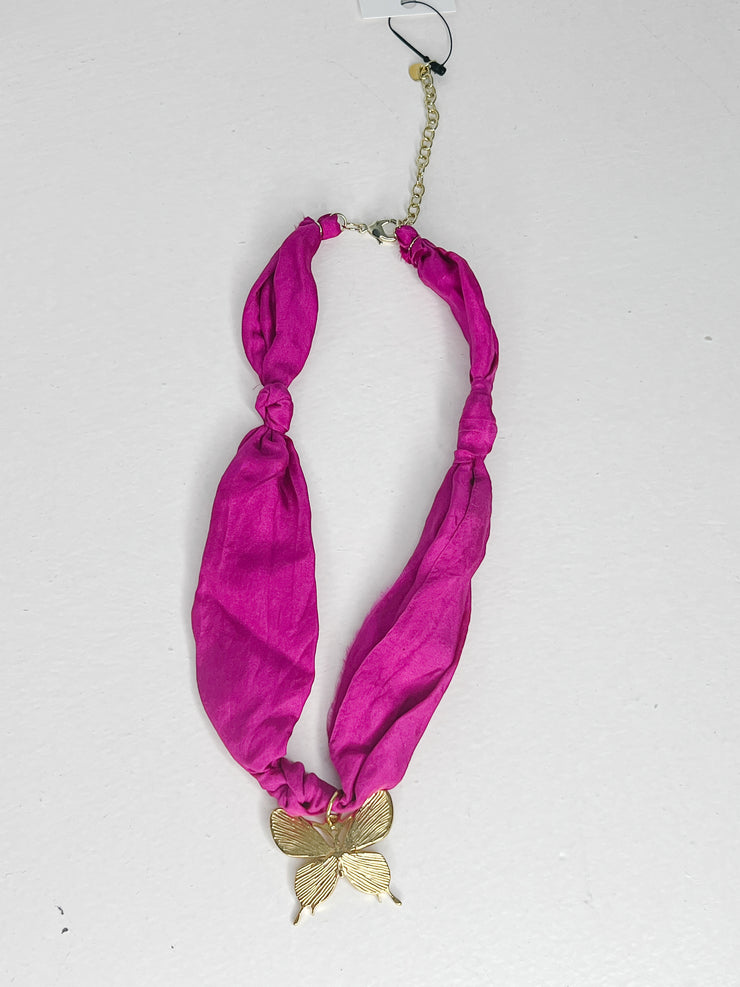 Butterfly Silk Scarf Necklace