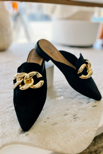Chic Chain Slides, Black