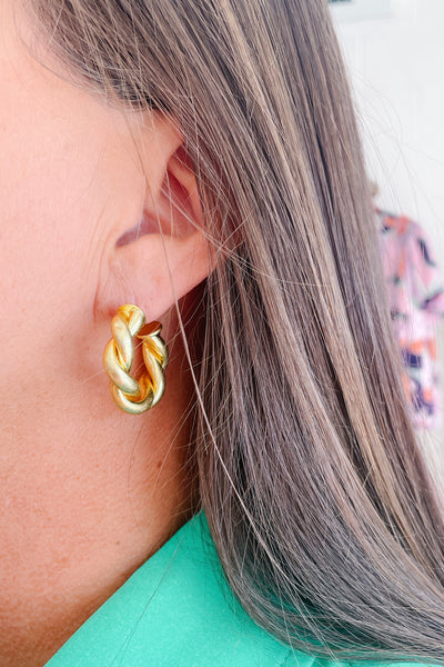 Brass Twisted Gold Hoops