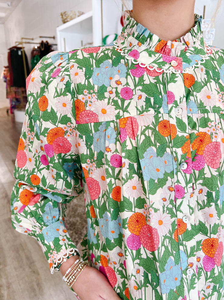 Buttoned Zinnia, Cream