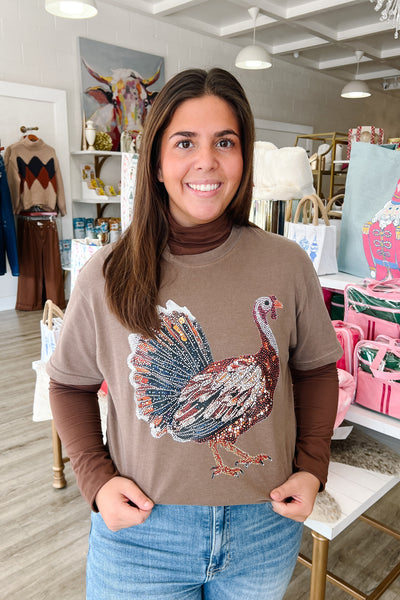 Faux Rhinestone Turkey Tee