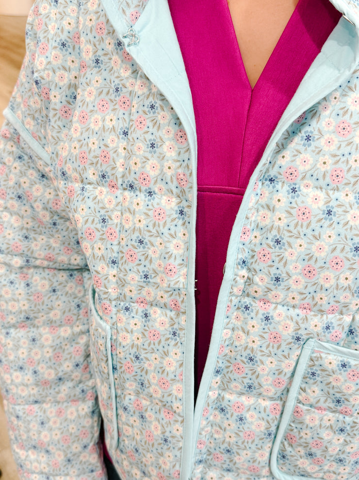 Floral Drift Jacket, Blue