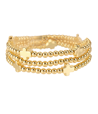 Cross Stackable Bracelet, Gold