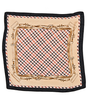 Chain Bordered Plaid Scarf, Camel