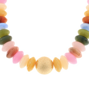 Mixed Colored & Gold Bead Necklace, Light Multi