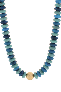 Mixed Colored & Gold Bead Necklace, Turquoise