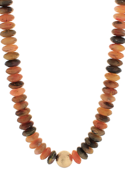 Mixed Colored & Gold Bead Necklace, Brown