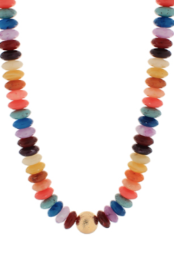 Mixed Colored & Gold Bead Necklace, Dark Multi