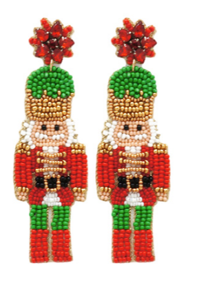 Nutcracker Drop Earrings, Red