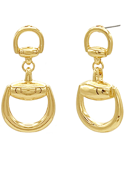 Horsebit Earrings, Gold
