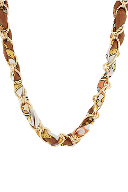 Fabric Chain Necklace, Brown