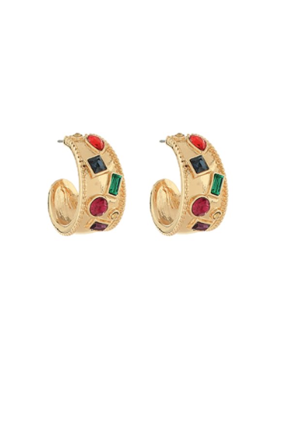 Crystal Textured Hoops, Multi