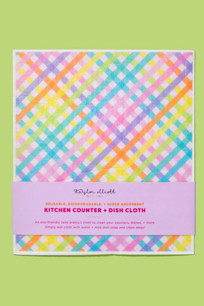 Colorful Gingham Biodegradable Dish Cloth