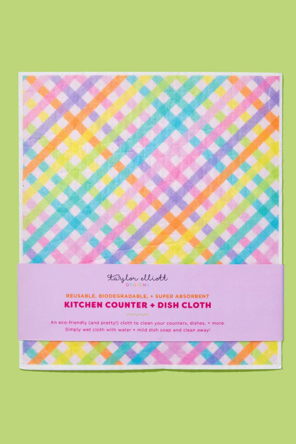 Colorful Gingham Biodegradable Dish Cloth