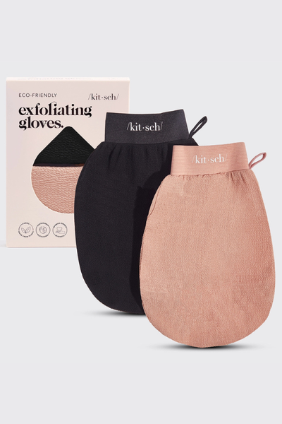 Exfoliating Gloves 2pc Set - Black & Terracotta