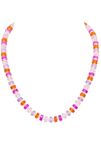 Acrylic Bead & Pearl Necklace, Pink