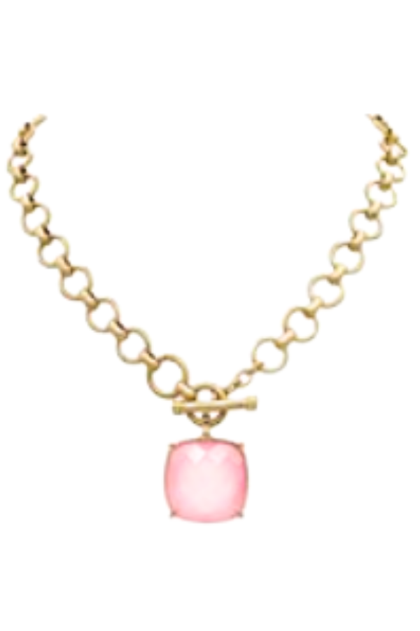 Stone Pendant Necklace, Pink