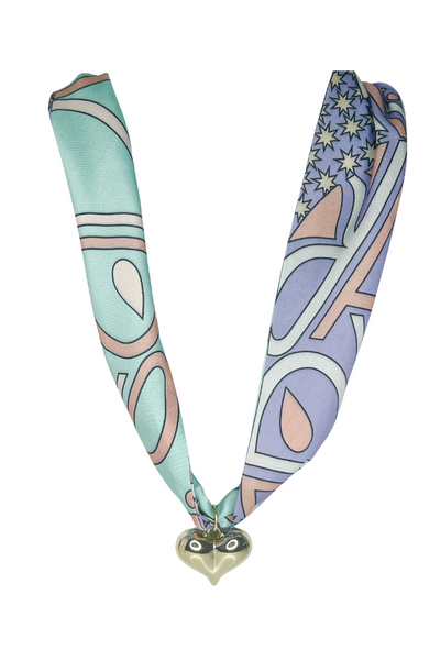 Geo Heart Silk Scarf Necklace