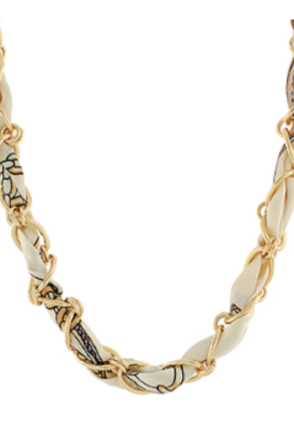 Fabric Chain Necklace, Ivory
