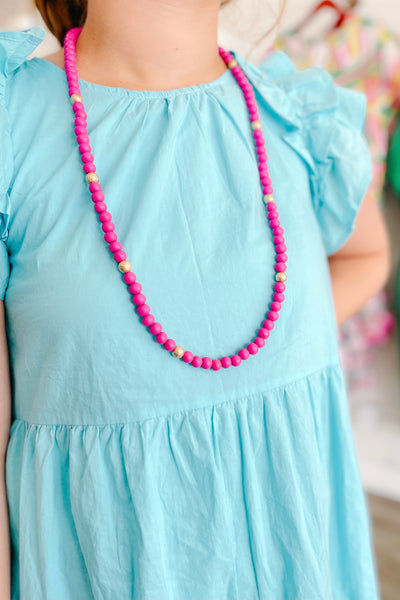 Beaded Accent Necklace, Fuchsia