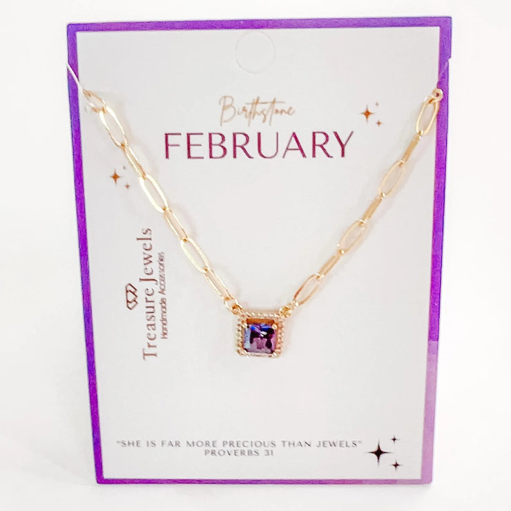 Birthstone Necklace, February